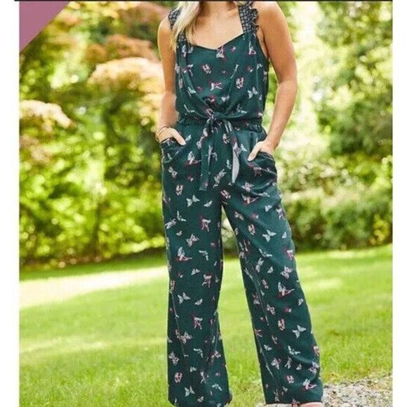 Matilda Jane Evergreene Jumpsuit Romper Womens Size Small Green Floral One Piece - Picture 1 of 11